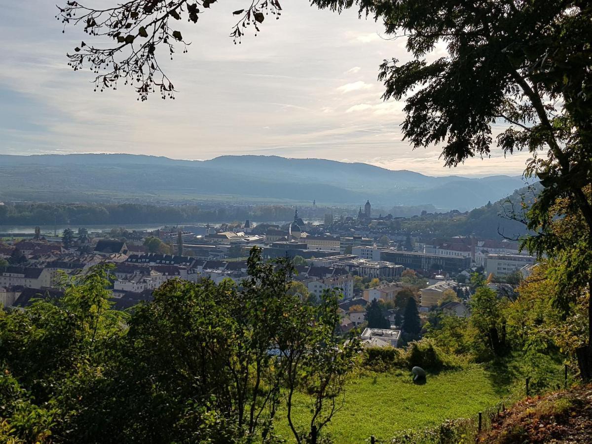 Ferienwohnung Blick über Krems mit Terrasse Exterior foto